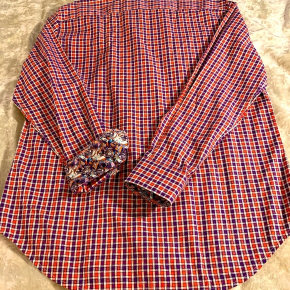 Robert Graham Orange/Purple Checkerboard Oxford - Picture 4 of 6